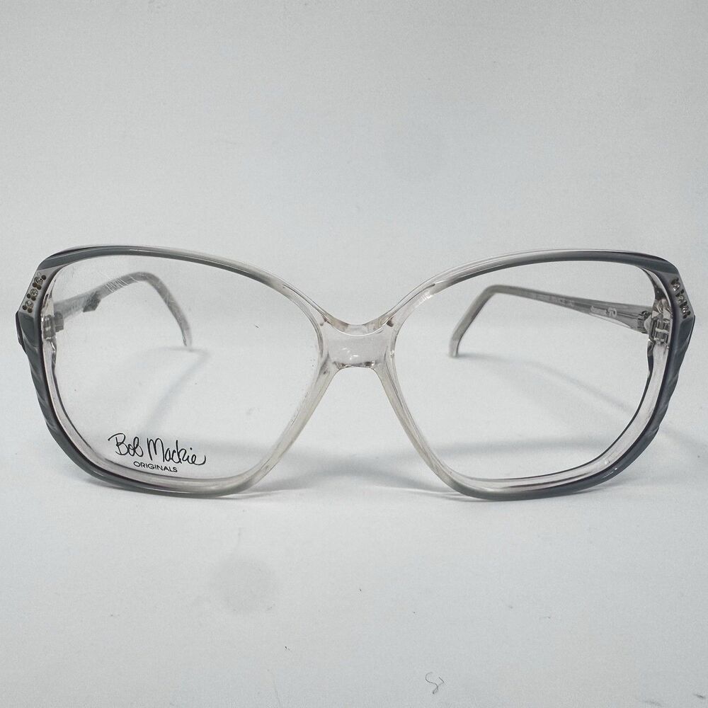 Bob Mackie Lights JAD Clear Gray Vintage Eyeglass Frames 58-14-130 New